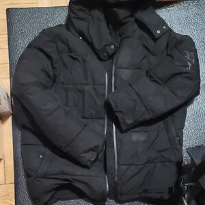 Black Men's Puffer Jacket with Hood